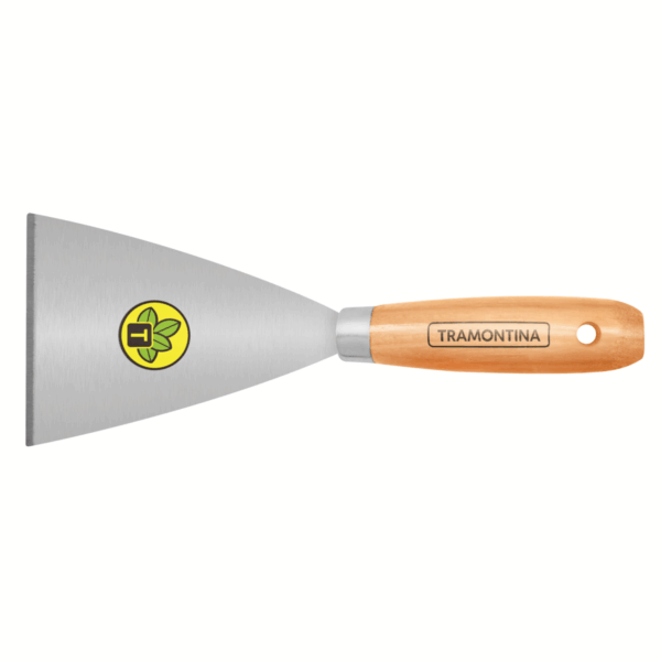 ESPÁTULA RÍGIDA EM AÇO CARBONO COM CABO DE MADEIRA 10CM - TRAMONTINA