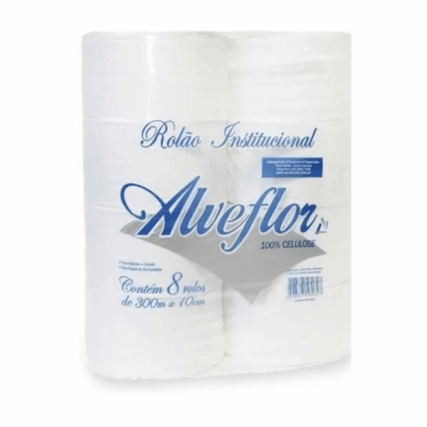 PAPEL HIGIÊNICO ROLÃO PACOTE COM 8 ROLOS - ALVEFLOR
