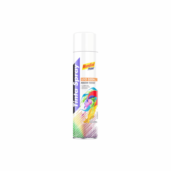 TINTA SPRAY BRANCO BRILHANTE 400ML - MUNDIAL PRIME