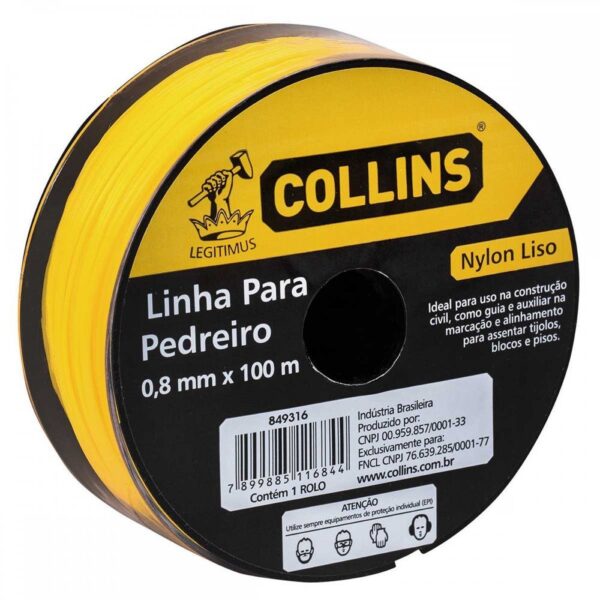 LINHA PEDREIRO NYLON AMARELO 0,80M X 100M - COLLINS